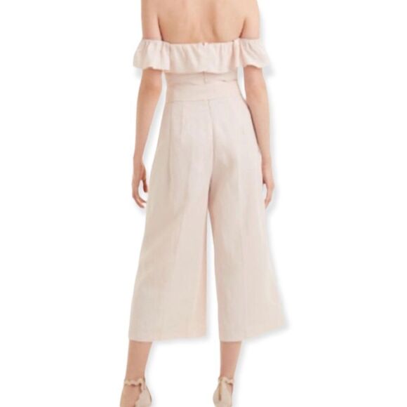 NWT Club Monaco Naveah Dusty Pink Off Shoulder Linen Jumpsuit - Picture 2 of 10